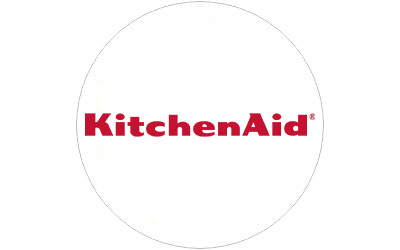 KitchenAid Brand logo in a white circle with thin grey outline